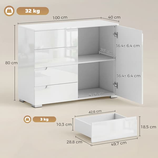 Skænk 100x40x80 cm Hvid MDF