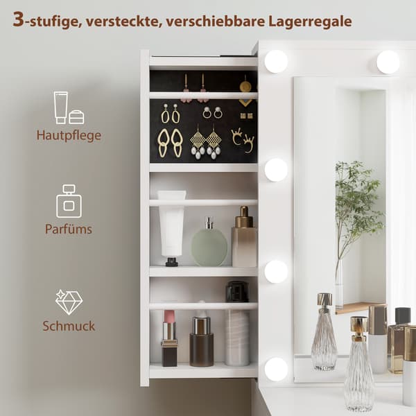 Sminkbord, 100x40x137 cm, Vit
