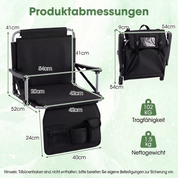 Stadiumsæder 2 stk 76x54x44 cm sort