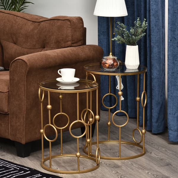 Soffbord Set, 41x57 cm och 36x51 cm, Guld