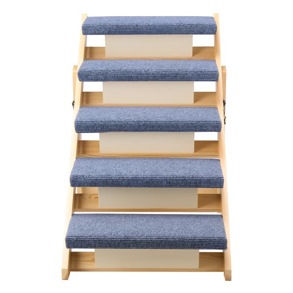 Kæledyrstrappe, 5-trins foldbart trædesign, 78x47x66 cm, brun