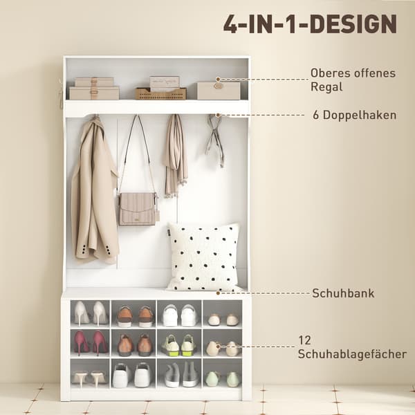 Entréstander, 100x35x172,2 cm, Hvid, MDF