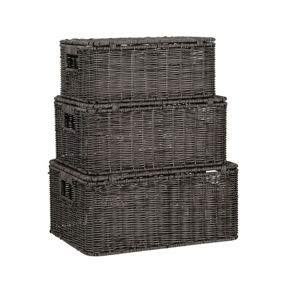Korg 37x27x17 cm mörk plastflätad korg