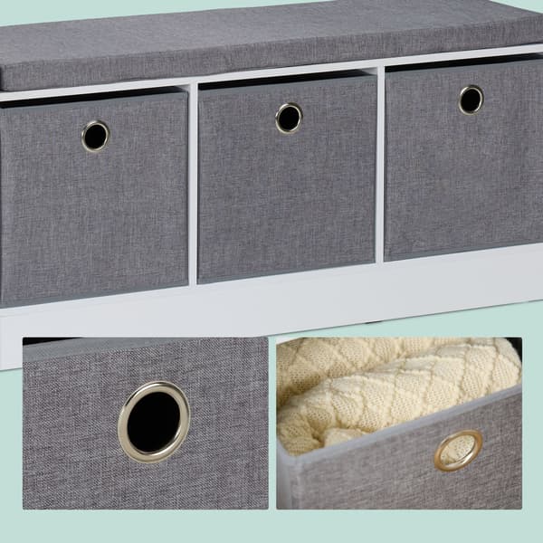 Entrébænk 46x102x32 cm Hvid Grå, opbevaring, Kodustaar
