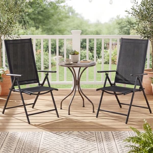 Terrasse klapstole 2 stk 79-100x57x80-100 cm sort