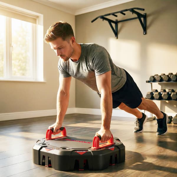 Push Up Board, 45x45x15,5 cm, Sort, Justerbart Træningsudstyr