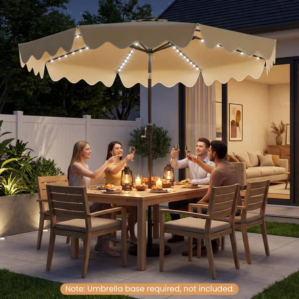 Terrasseparasol med farveskiftende LED-lys 9 ft Beige