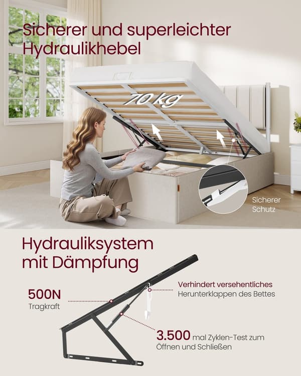 Sängynrunko 209.3x143.4x110 cm Beige Teräs