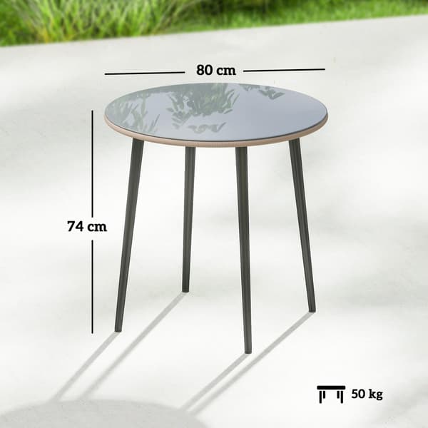 Trädgårdsbord för mat 80x80x74 cm Grå stål