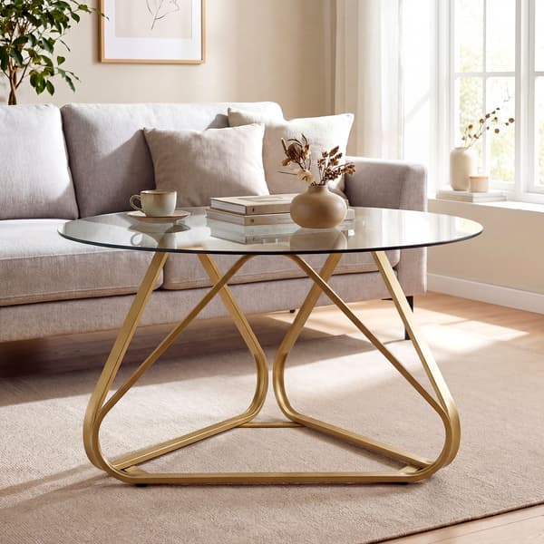 Rund sofabord Ø80 cm guld/sort