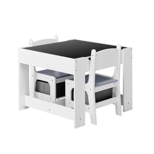 Barnbord och 2 stolar set, 61x61x48.3 cm, vit, förvaring