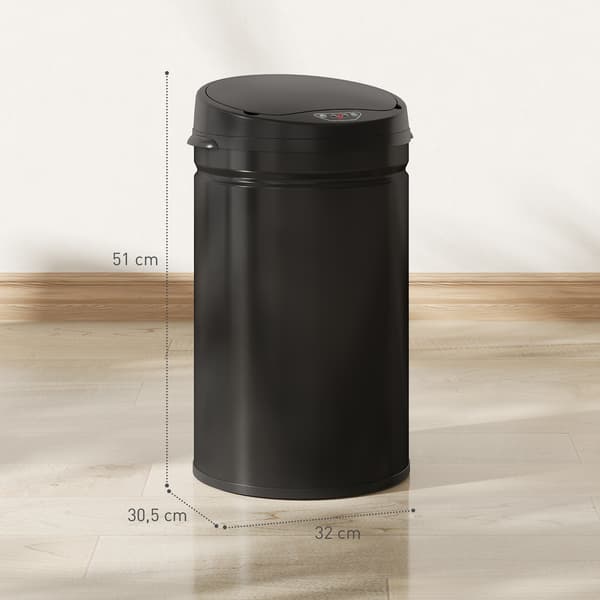 Sensor affaldsspand, 32x30.5x51 cm, sort, rustfrit stål