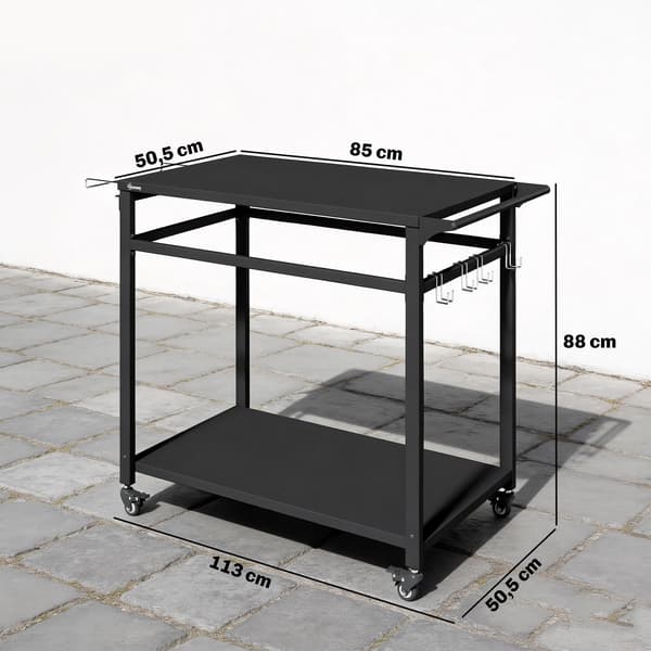 Køkkenvogn 113x50,5x88 cm Sort Metal