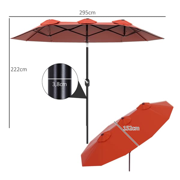 Parasoll 295x152 cm Röd, polyester, justerbar