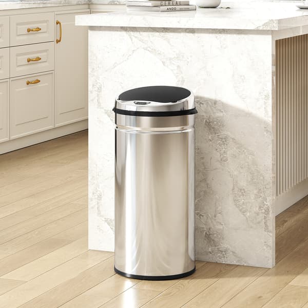 Sensor affaldsspand 42 L Ø30,5x68 cm sølv/sort