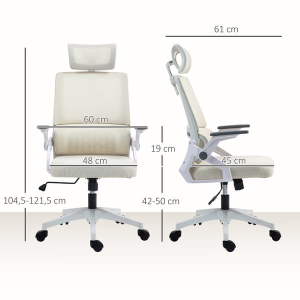 Kontorstol 60x61x121,5 cm Beige Justerbar