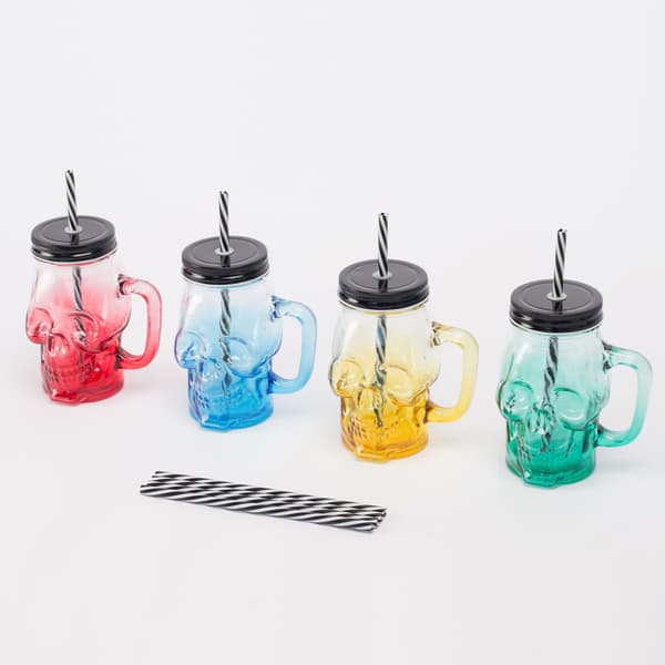 Glas-set, Set med 4 dödskalleglas med lock, Kodustaar