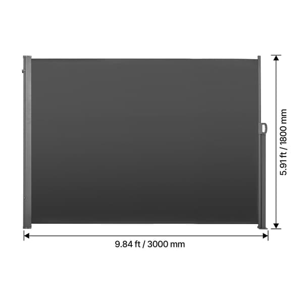 Utdragbar sidomarkis 180x300 cm grå polyesterduk utomhus integritetsskydd