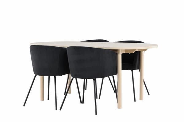 Spisebord og stol sæt 180x90 cm hvid sort