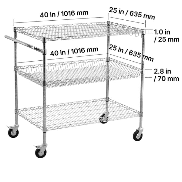 Utilityvagn 102x63x104 cm Silver Stål