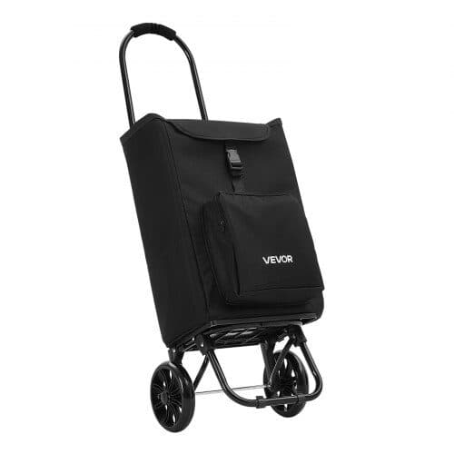 Indkøbsvogn med hjul foldbar 58x35x15.5 cm sort