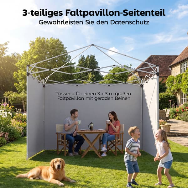 Paviljongin sivuseinäsarja 300x200 cm vaaleanharmaa polyesteri