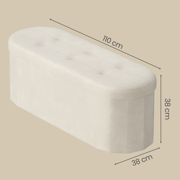 Förvaringsbänk 38x110x38 cm Vit Sammet