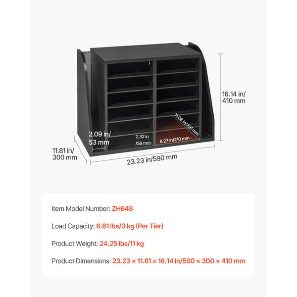 Litteraturorganisator 59x30x41 cm Sort Træ