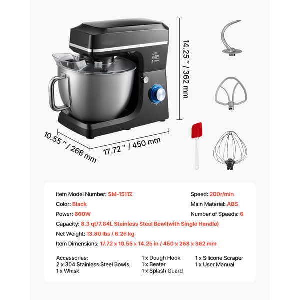 Standmixer, 450x268x362 mm, sort rustfrit stål