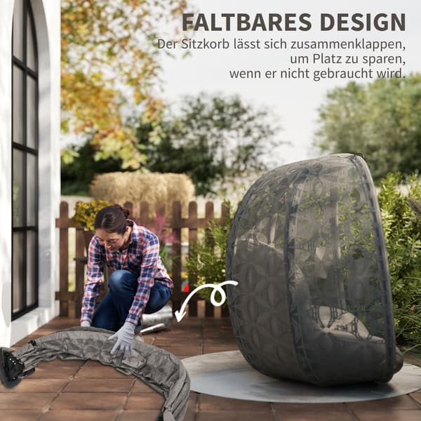 Hängstol med stativ 126x126x176 cm Sand Fällbar Polyester