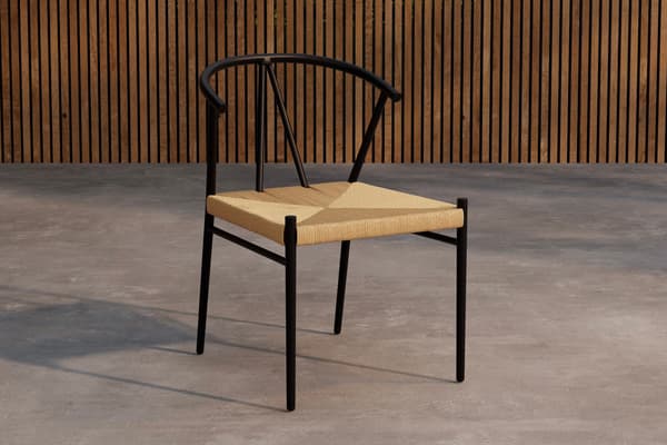 Spisestol, Alfons, Sort, Stål, Rattan