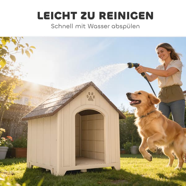 Hundehus 88x79x89 cm beige/mørkebrun