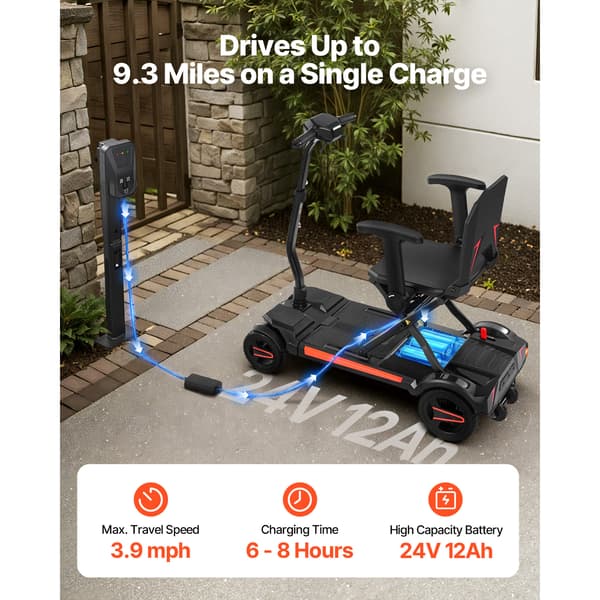 Elektrisk mobilitetsscooter, 97x57x81 cm, Sort, Sammenklappelig