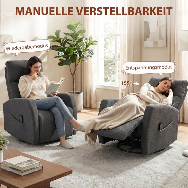 Lænestol 73,5x97x108 cm Mørkegrå Massagefunktion
