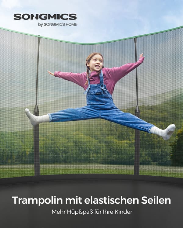 Utomhustrampolin, 305x256 cm, grön