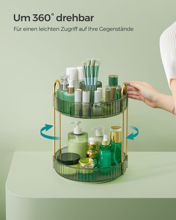Makeup Organizer, roterende, 23x23x31 cm, grøn