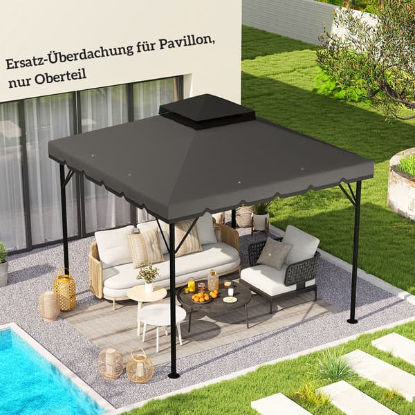 Udskiftnings tag til pavillon 300x300 cm Lys grå polyester