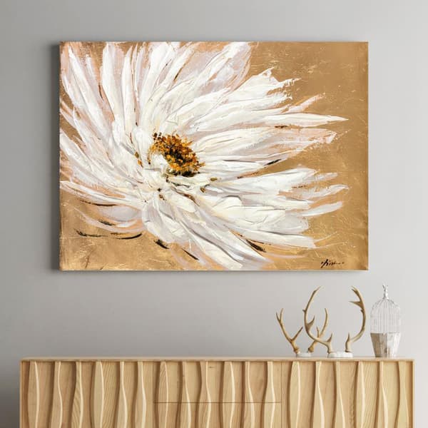 Oljemålning 90x120 cm Vit Blomning