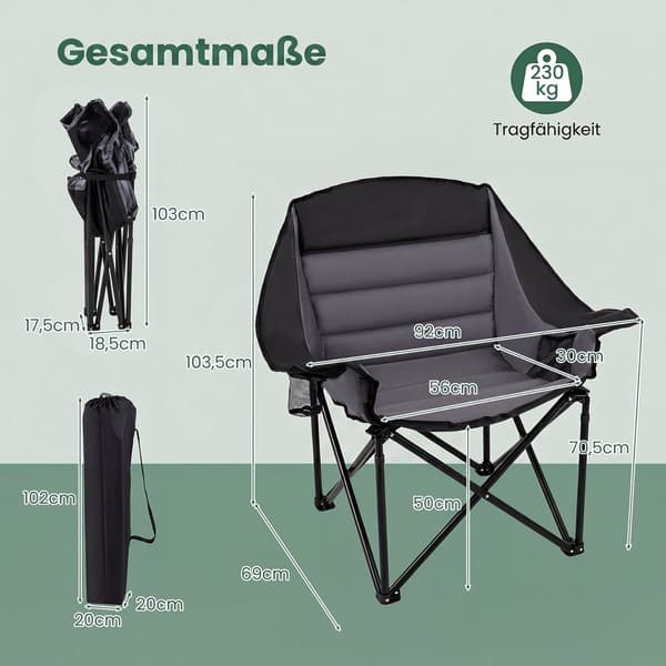 Campingstol 92x69x103,5 cm grøn