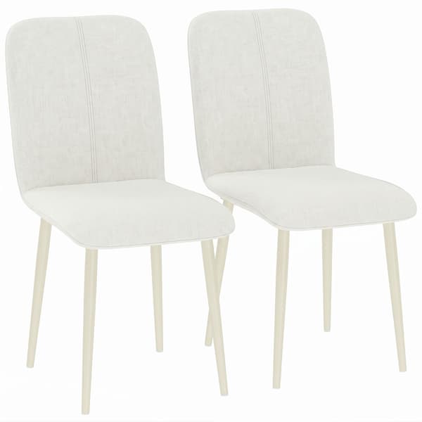 Matstolar 2-pack, klädda köksstolar i linnelook, krämfärgade