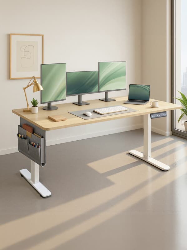 Hev- og senkbart skrivebord 60x120x72-120 cm Gull Eik, elektrisk