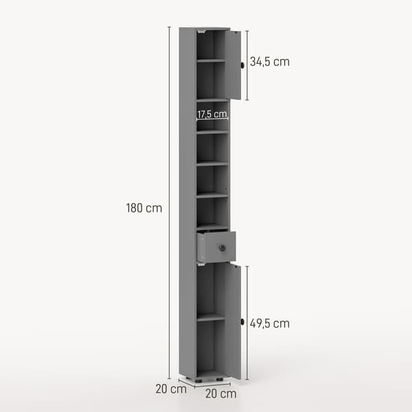 Badeværelsesskab 20x20x180 cm Grå Spånplade