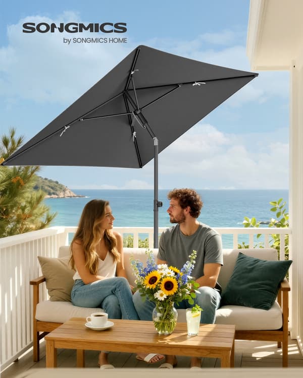 Parasol 190x120 cm Harmaa Teräs