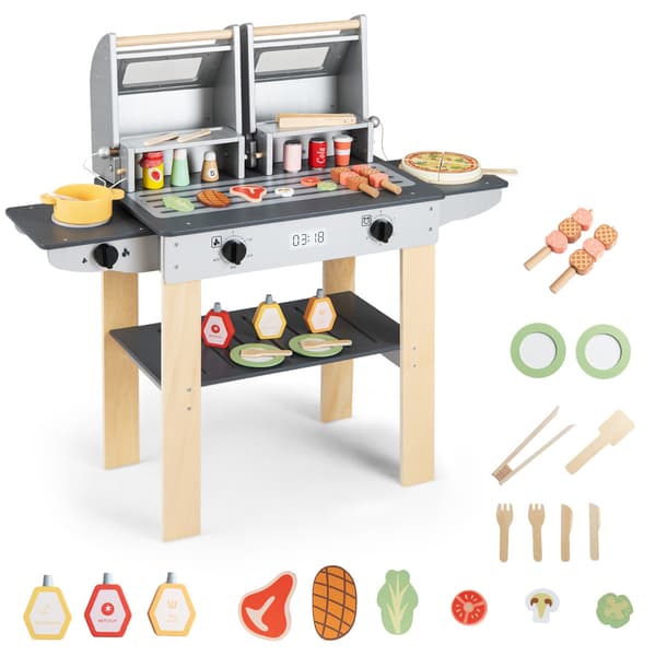 Børnegrill legetøjssæt 94x33x86 cm grå