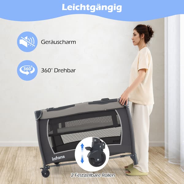 Babyseng til rejse 105,5x74x74 cm grå, sammenklappelig, polyester , Star