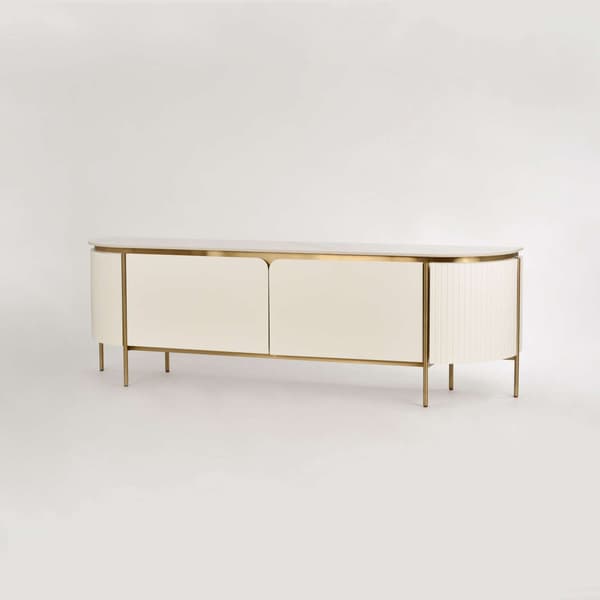 TV-bänk, Stilig, 200 cm, guldvit