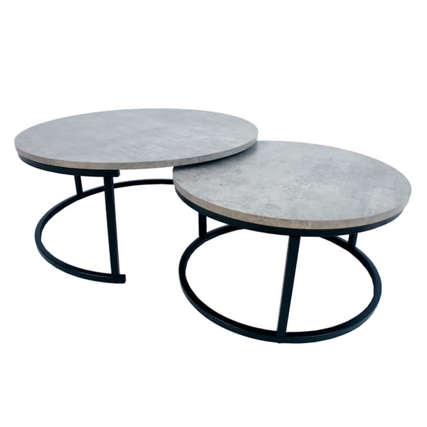Soffbord Set BRITU 80x35 cm Grå MDF och Metall
