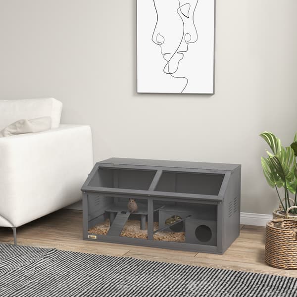 Hamsterbur 84x45x44 cm grå, trä