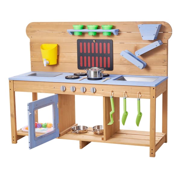 Mud Kitchen, 122x42,5x93 cm, Natur, Træ