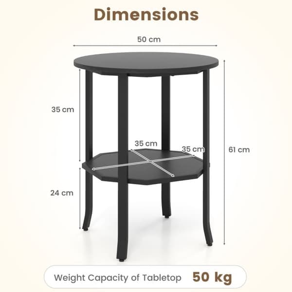 Sidebord, 50x50x61 cm, Sort, Opbevaring , Star